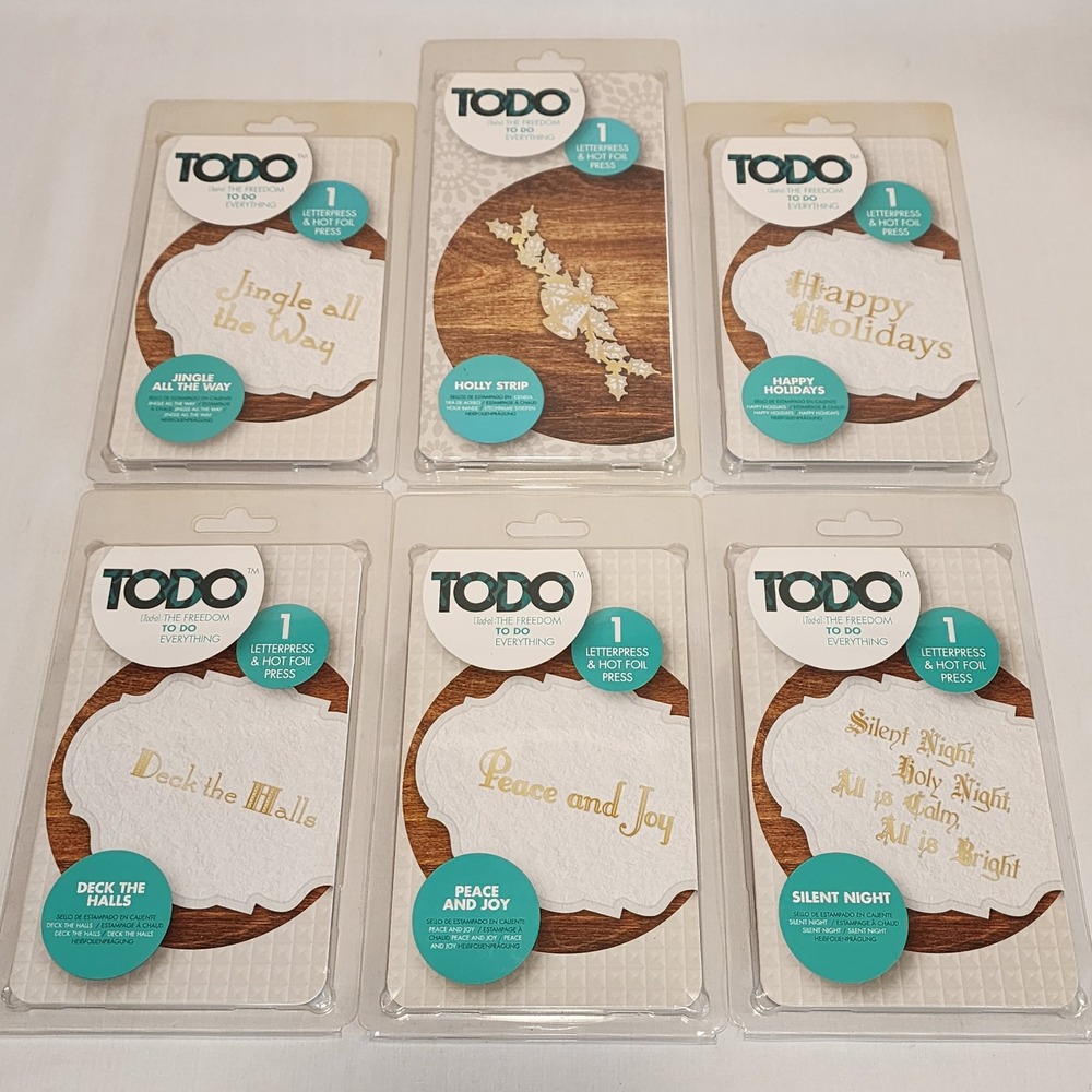 TODO Christmas Letterpress and Hot Foil Press Plates Set of 6 Holiday Sentiments